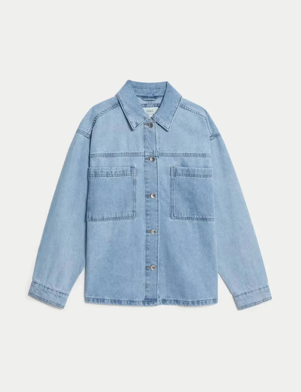 Pure Cotton Denim Relaxed Shacket