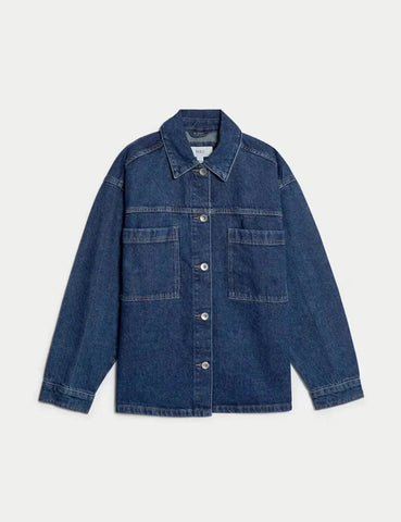 Pure Cotton Denim Relaxed Shacket