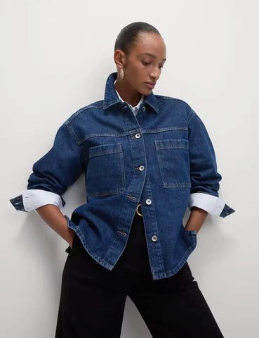 Pure Cotton Denim Relaxed Shacket