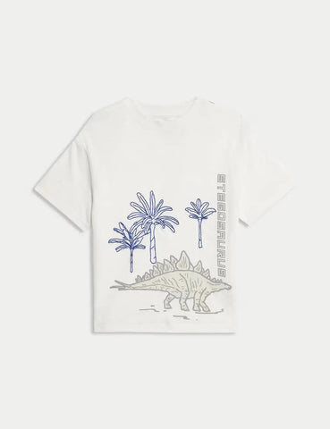 M&S Pure Cotton Dinosaur Scene T-Shirt (2-8 Yrs)