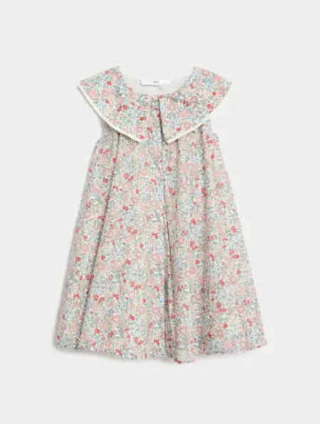 Pure Cotton Floral Dress (2-8 Yrs)