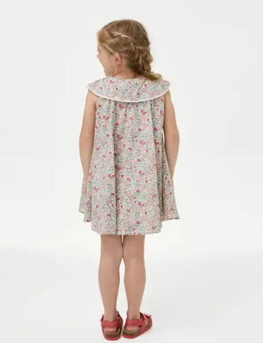 Pure Cotton Floral Dress (2-8 Yrs)