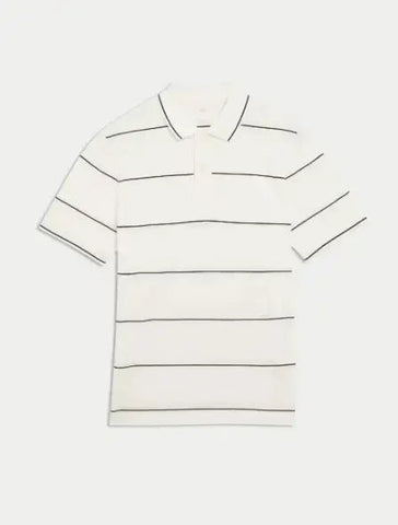 Pure Cotton Pique Striped Polo Shirt