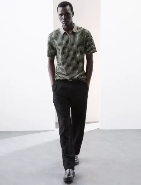 Pure Supima Cotton Geometric Polo Shirt