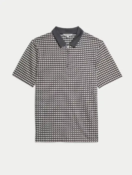 Pure Supima Cotton Geometric Polo Shirt