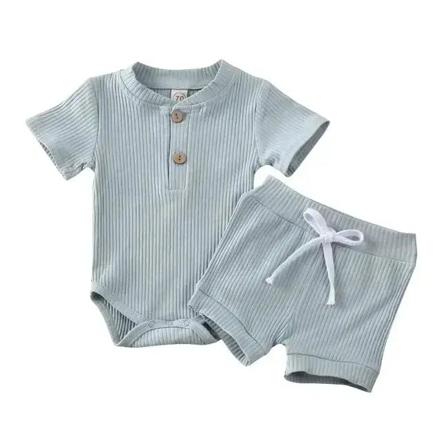 Pydcoco US Stock 0-24M 2PCS Kid Baby Clothes Set Short Sleeve Bodysuit Shorts Outfits Summer Set