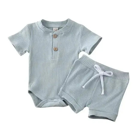 Pydcoco US Stock 0-24M 2PCS Kid Baby Clothes Set Short Sleeve Bodysuit Shorts Outfits Summer Set