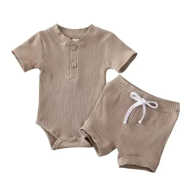 Pydcoco US Stock 0-24M 2PCS Kid Baby Clothes Set Short Sleeve Bodysuit Shorts Outfits Summer Set