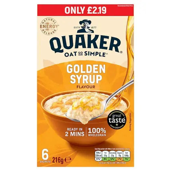 Quaker Oat So Simple Golden Syrup Porridge Sachets RRP (Case of 8)