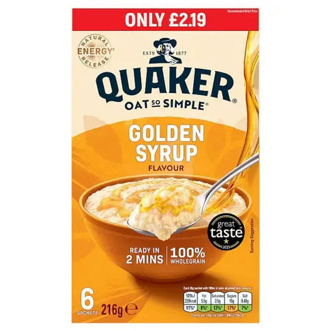 Quaker Oat So Simple Golden Syrup Porridge Sachets RRP (Case of 8)