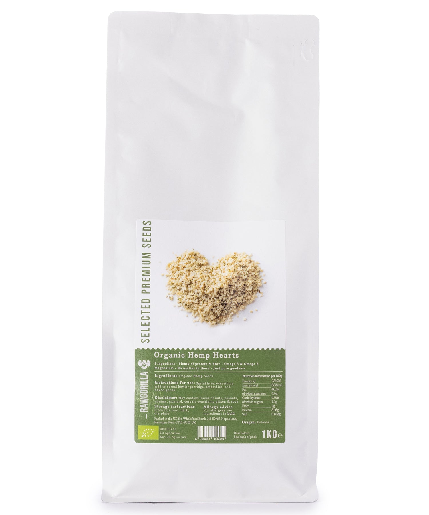 Organic Hemp Hearts - RAWGORILLA - 1kg
