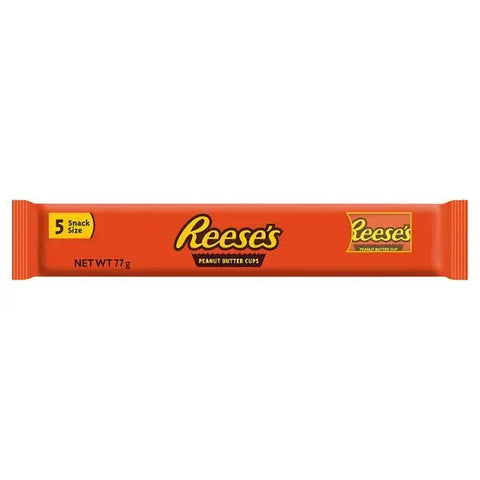 Reese's Milk Chocolate and Peanut Butter Cups, Multipack (5 Pack), 77g (Case of 18)