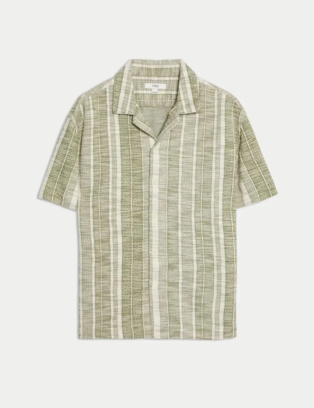 M&S Regular Fit Easy Iron Cotton Blend Striped Shirt