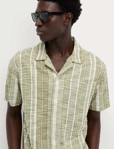 M&S Regular Fit Easy Iron Cotton Blend Striped Shirt