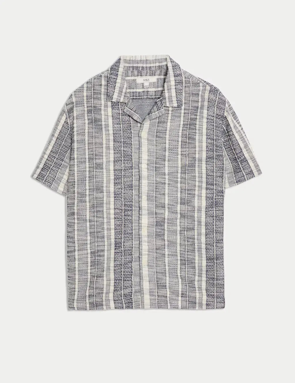 M&S Regular Fit Easy Iron Cotton Blend Striped Shirt