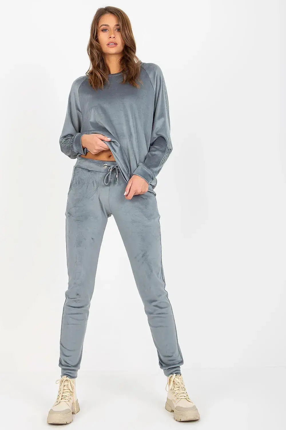 Relevance Velour blouse and long pants set