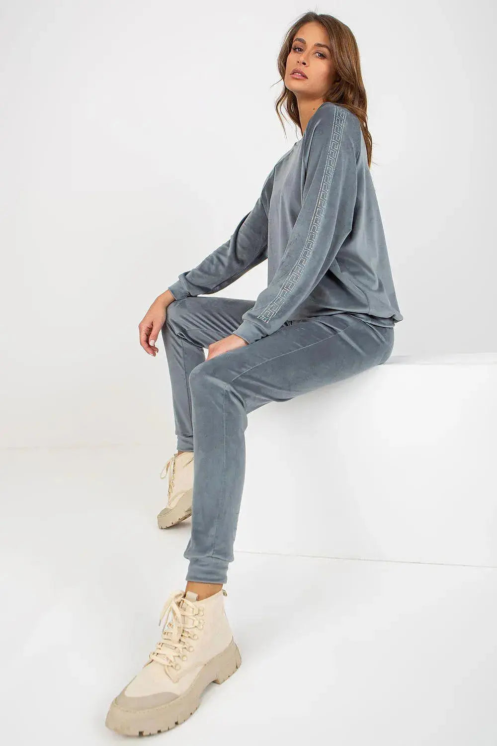 Relevance Velour blouse and long pants set