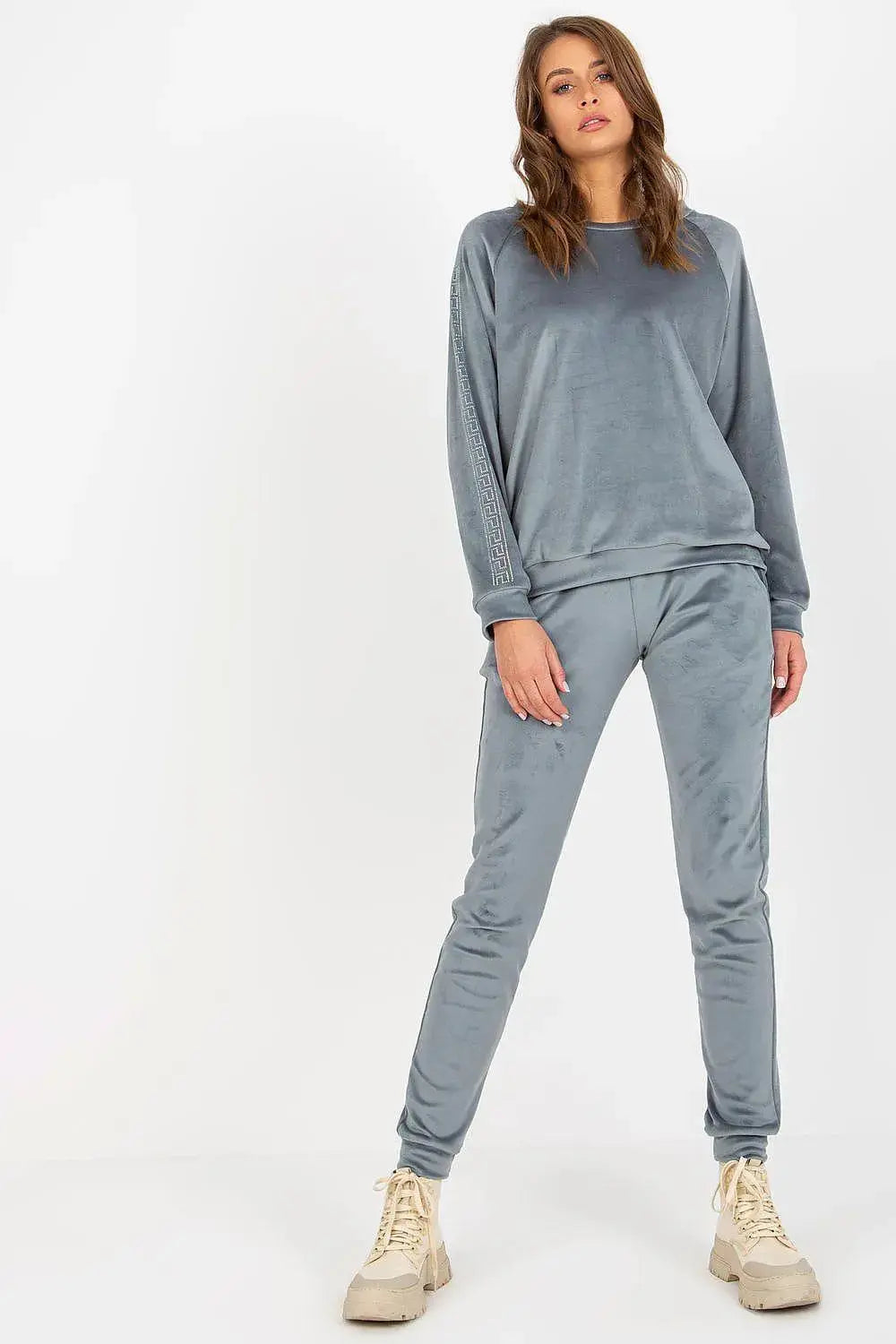 Relevance Velour blouse and long pants set