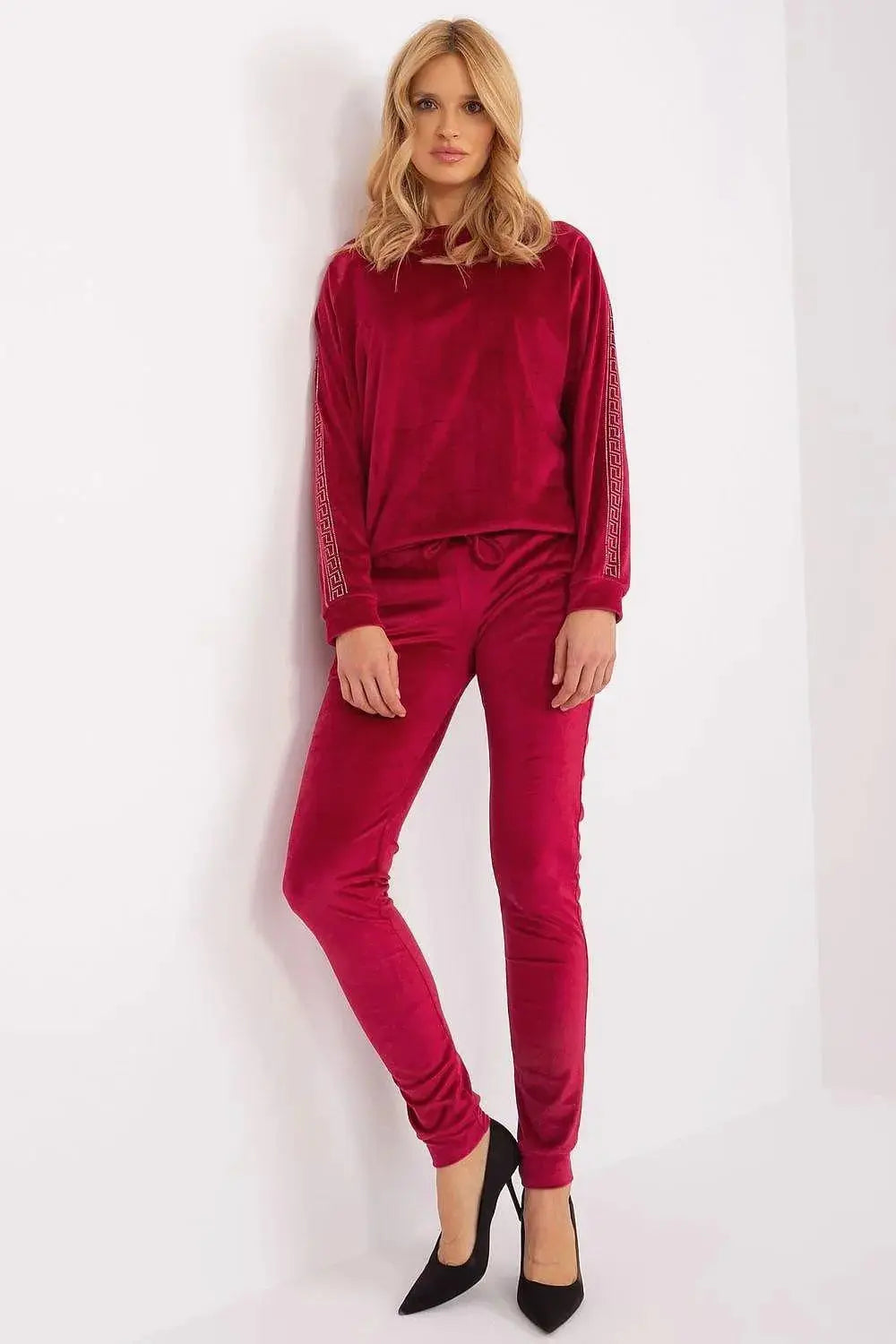 Relevance Velour blouse and long pants set