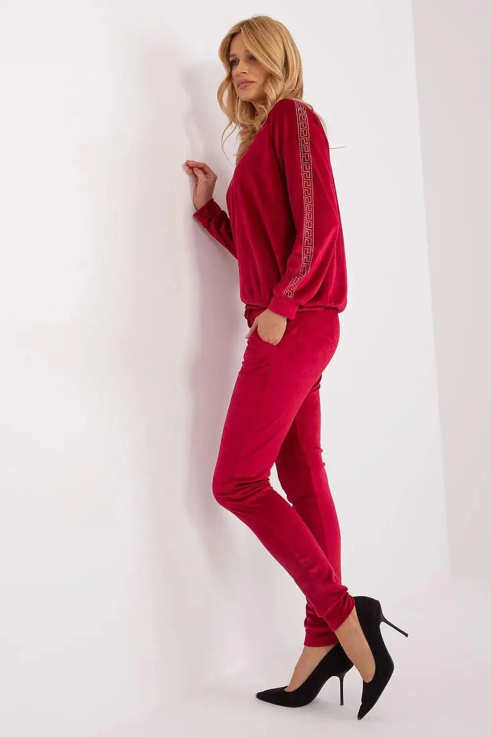 Relevance Velour blouse and long pants set