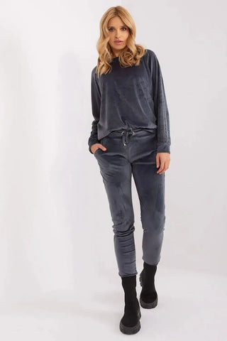 Relevance Velour blouse and long pants set