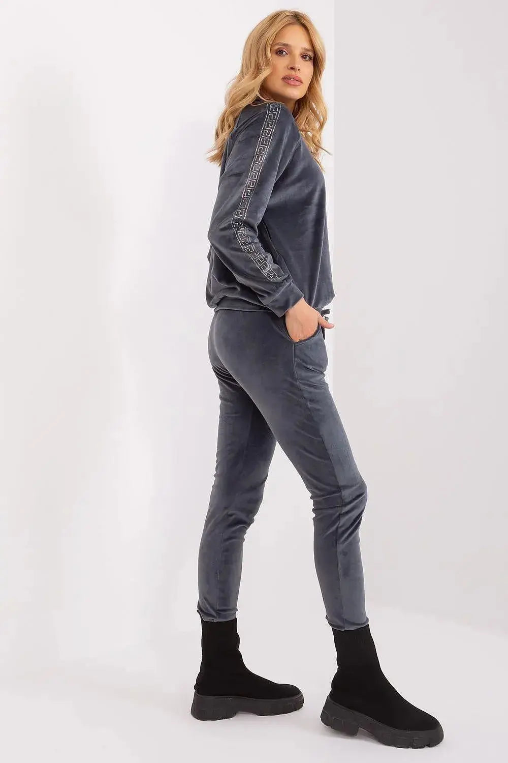 Relevance Velour blouse and long pants set