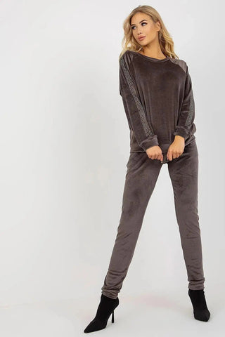 Relevance Velour blouse and long pants set