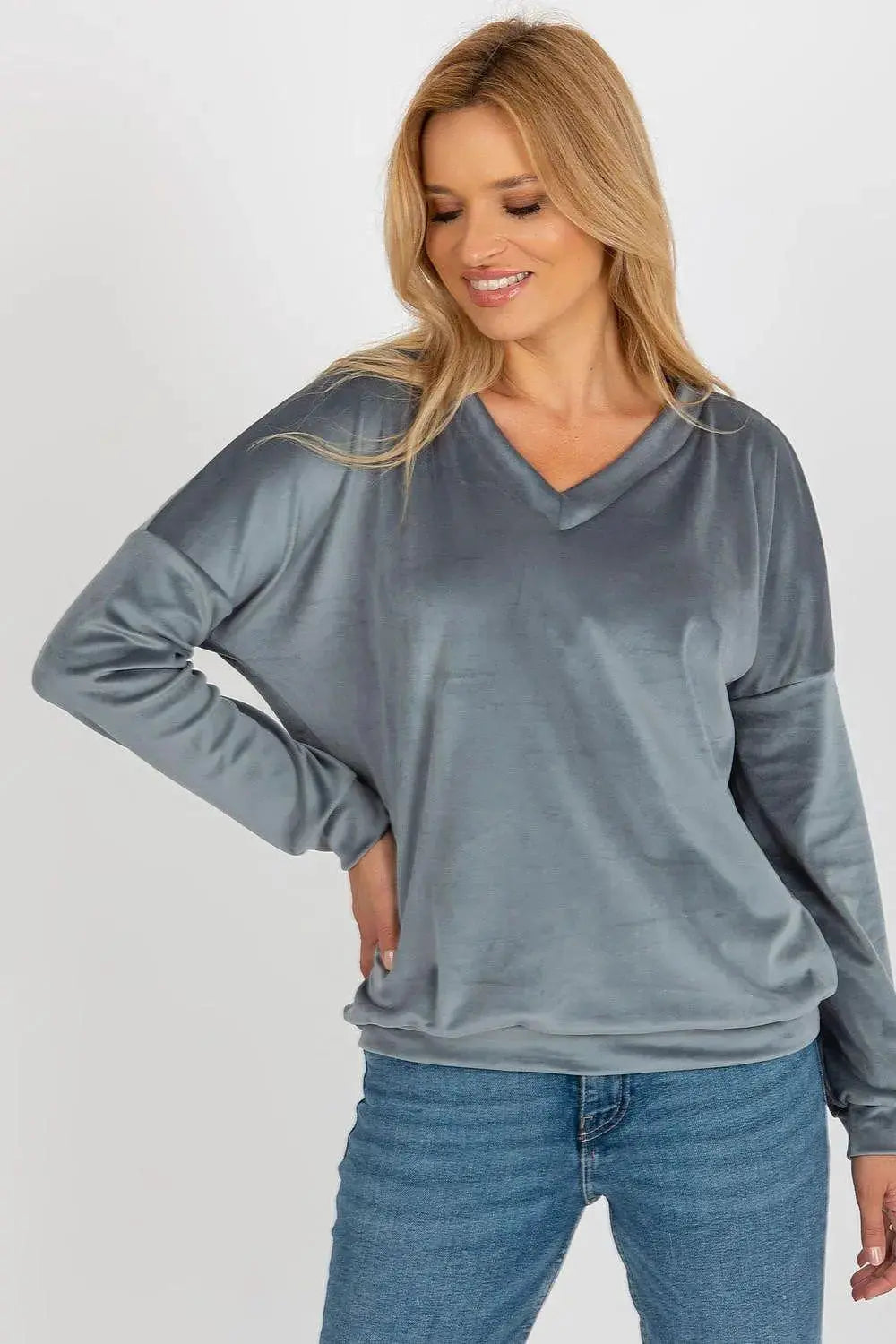 Relevance casual styling velour sweatshirt