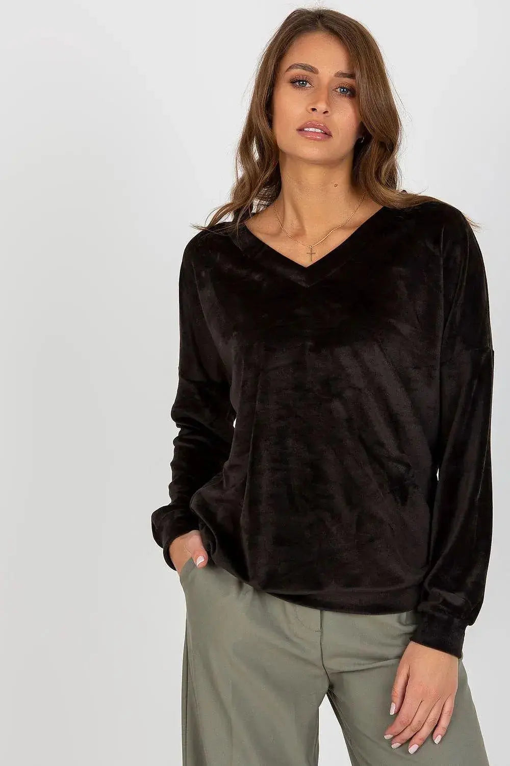 Relevance casual styling velour sweatshirt