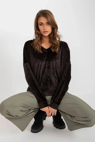 Relevance casual styling velour sweatshirt