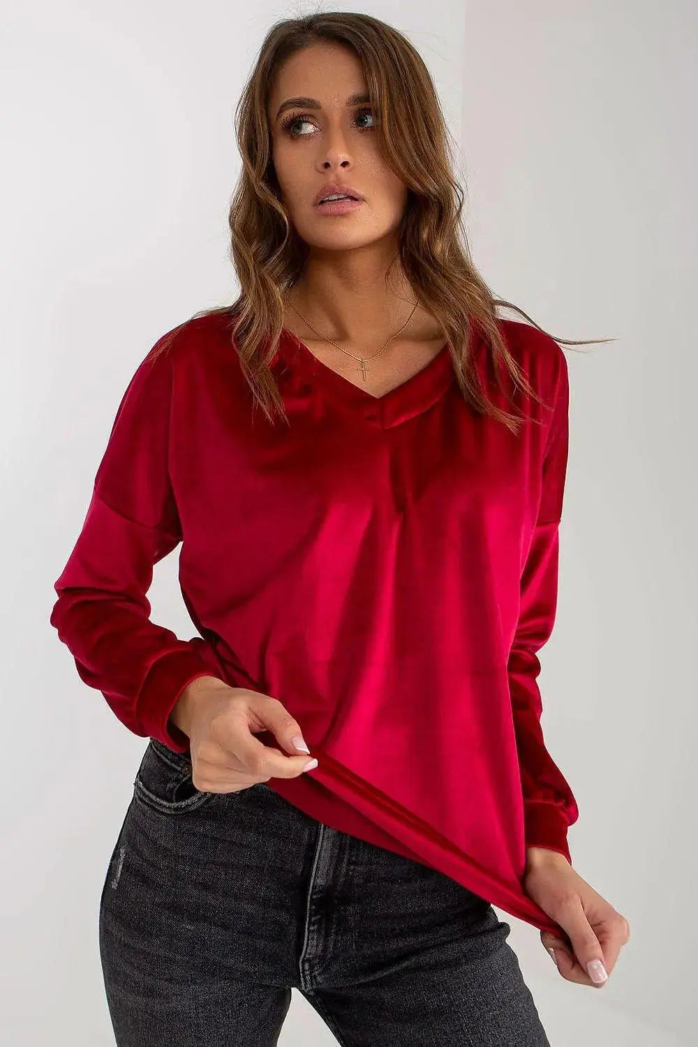 Relevance casual styling velour sweatshirt