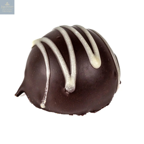 Rhubarb Fruit Cream - flavoured fondant cream in dark chocolate 13g - Jag Couture Chocolates