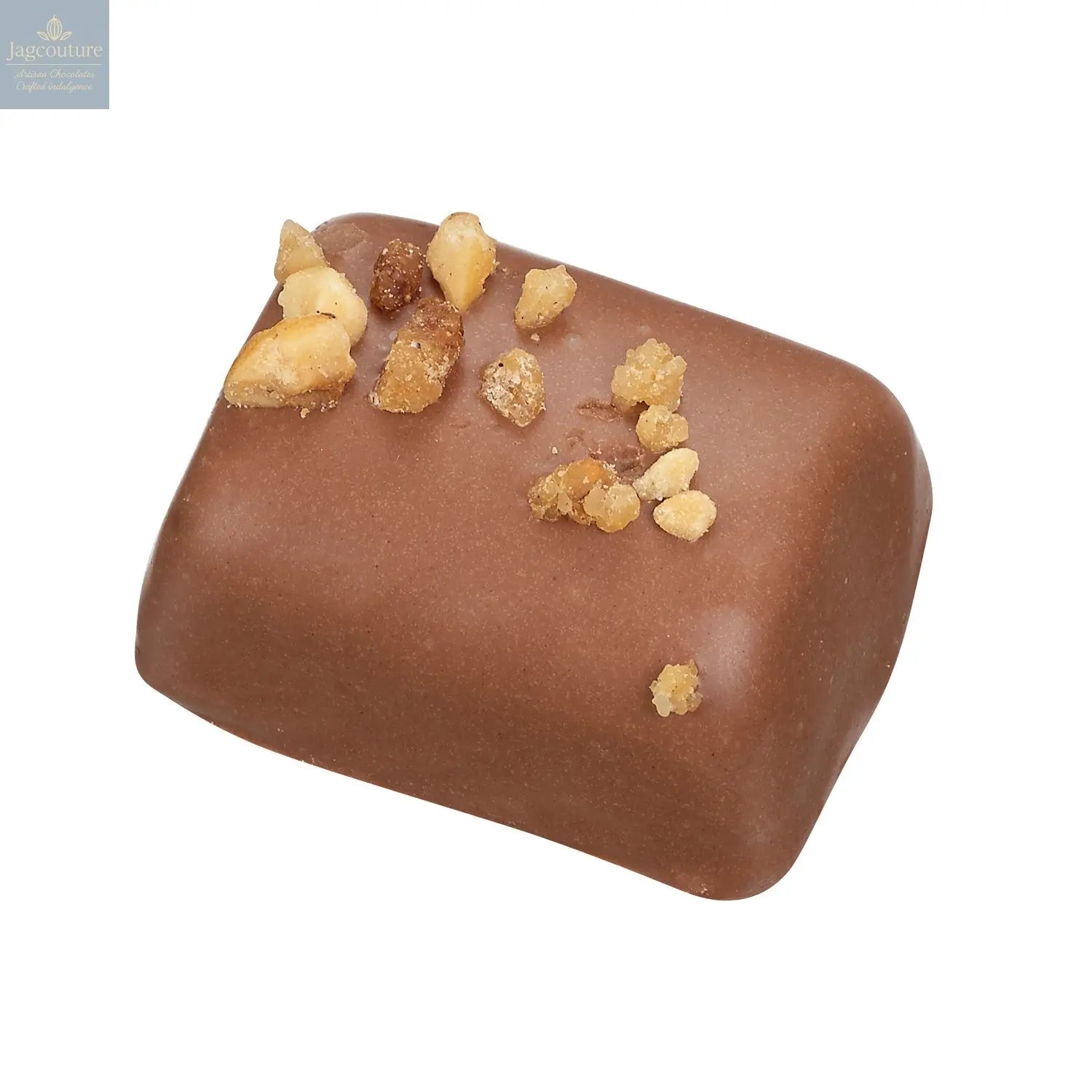 Rhubarb crumble - milk chocolate with rhubarb cream 14g - Jag Couture Chocolates