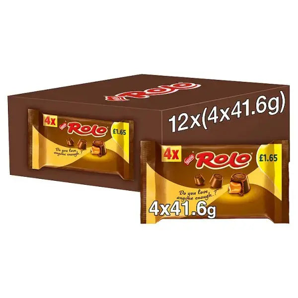 Rolo Milk Chocolate & Toffee Tube 4 Pack Multipack 166.4g (Case of 12)