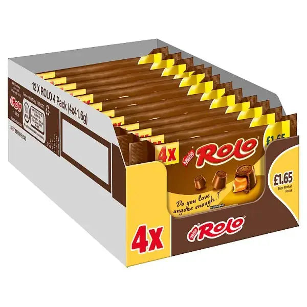 Rolo Milk Chocolate & Toffee Tube 4 Pack Multipack 166.4g (Case of 12)