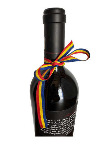 Romanian flag ribbon per bottle