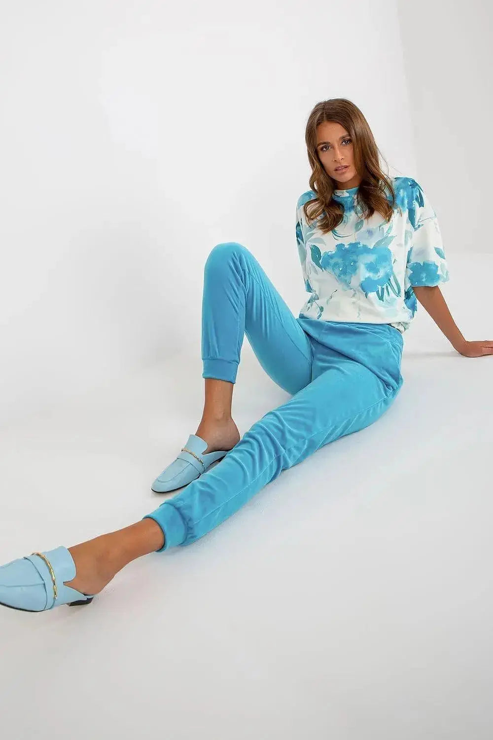 Rue Paris Velour Blouse and Pants Set