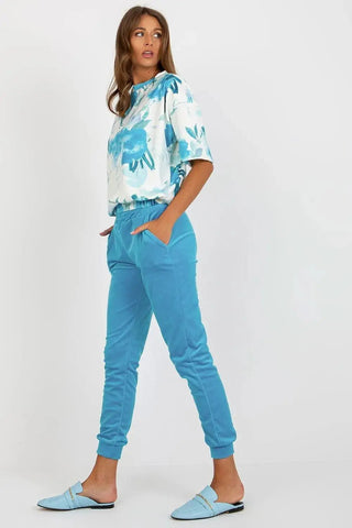 Rue Paris Velour Blouse and Pants Set