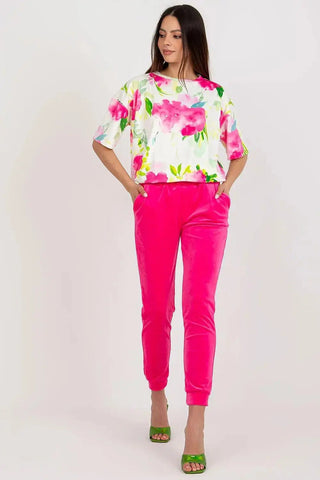 Rue Paris Velour Blouse and Pants Set