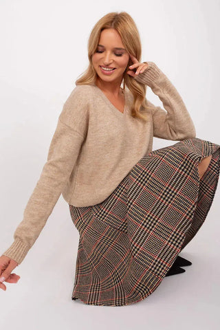 Rue Paris acrylic long sleeve and heart neckline sweater