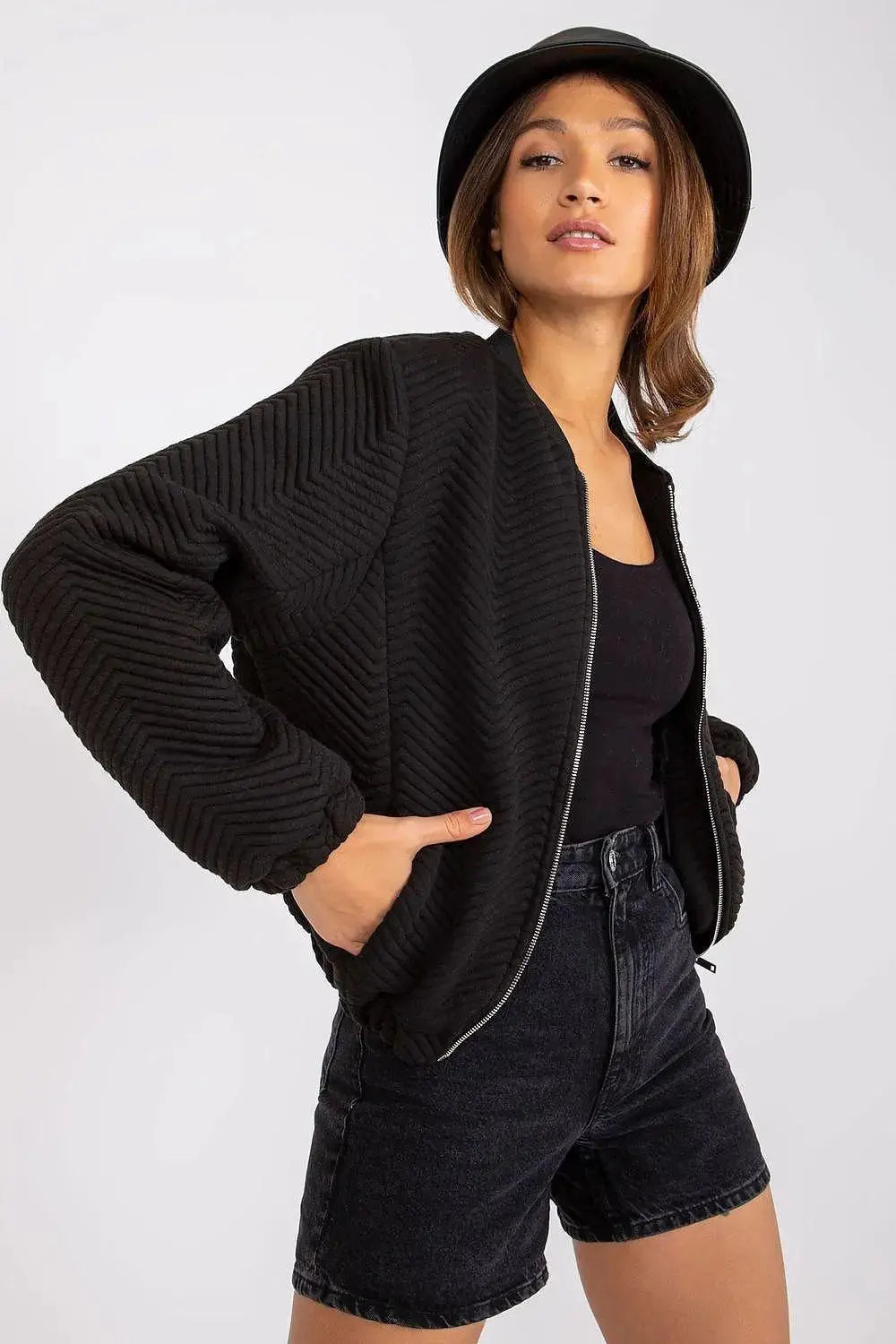 Rue Paris black long sleeve denim jacket