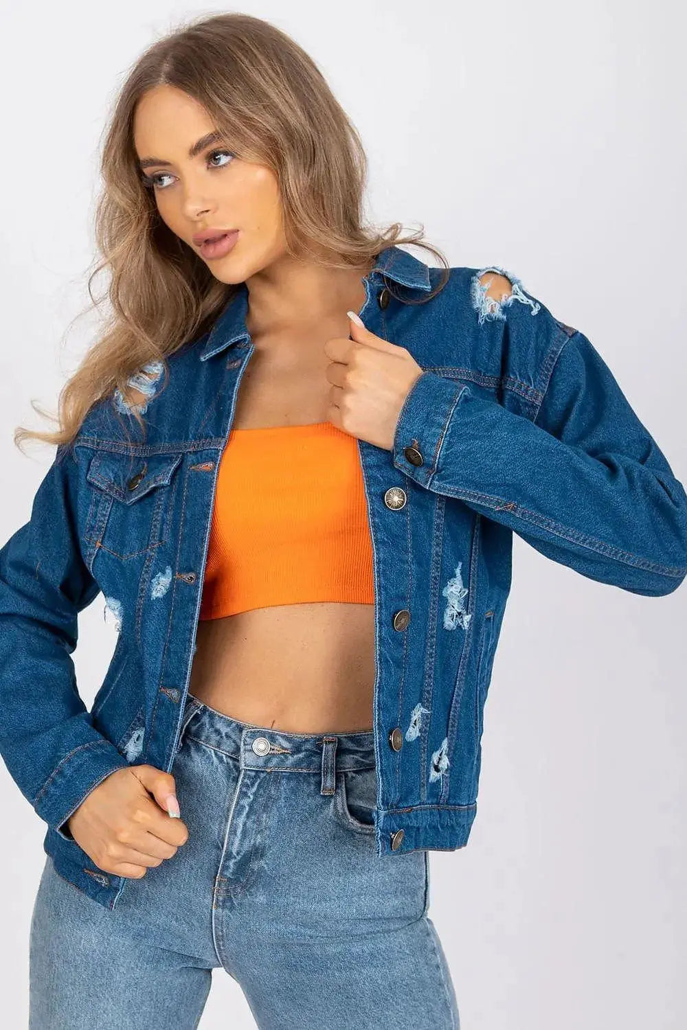 Rue Paris black long sleeve denim jacket