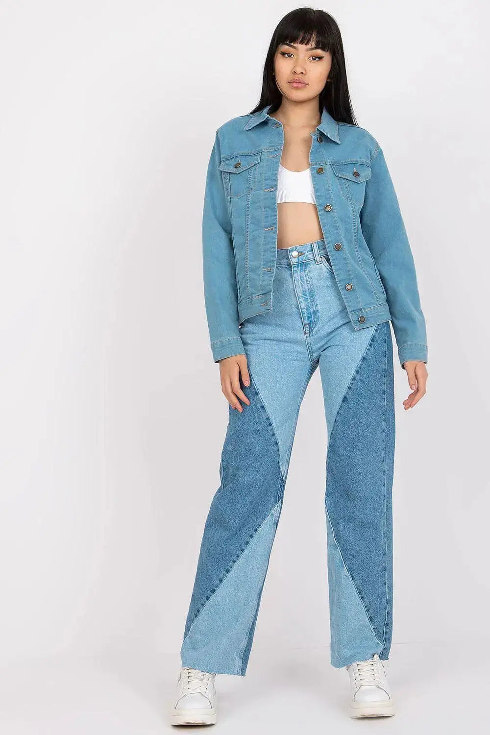 Rue Paris classic light blue denim jacket