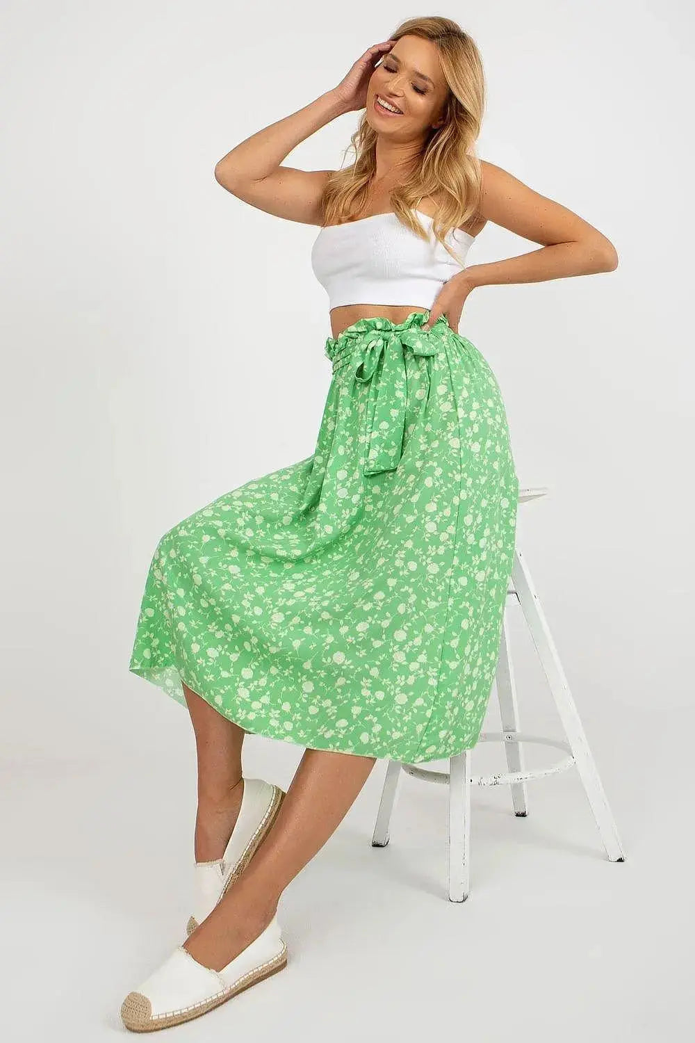 Rue Paris floral fabric skirt