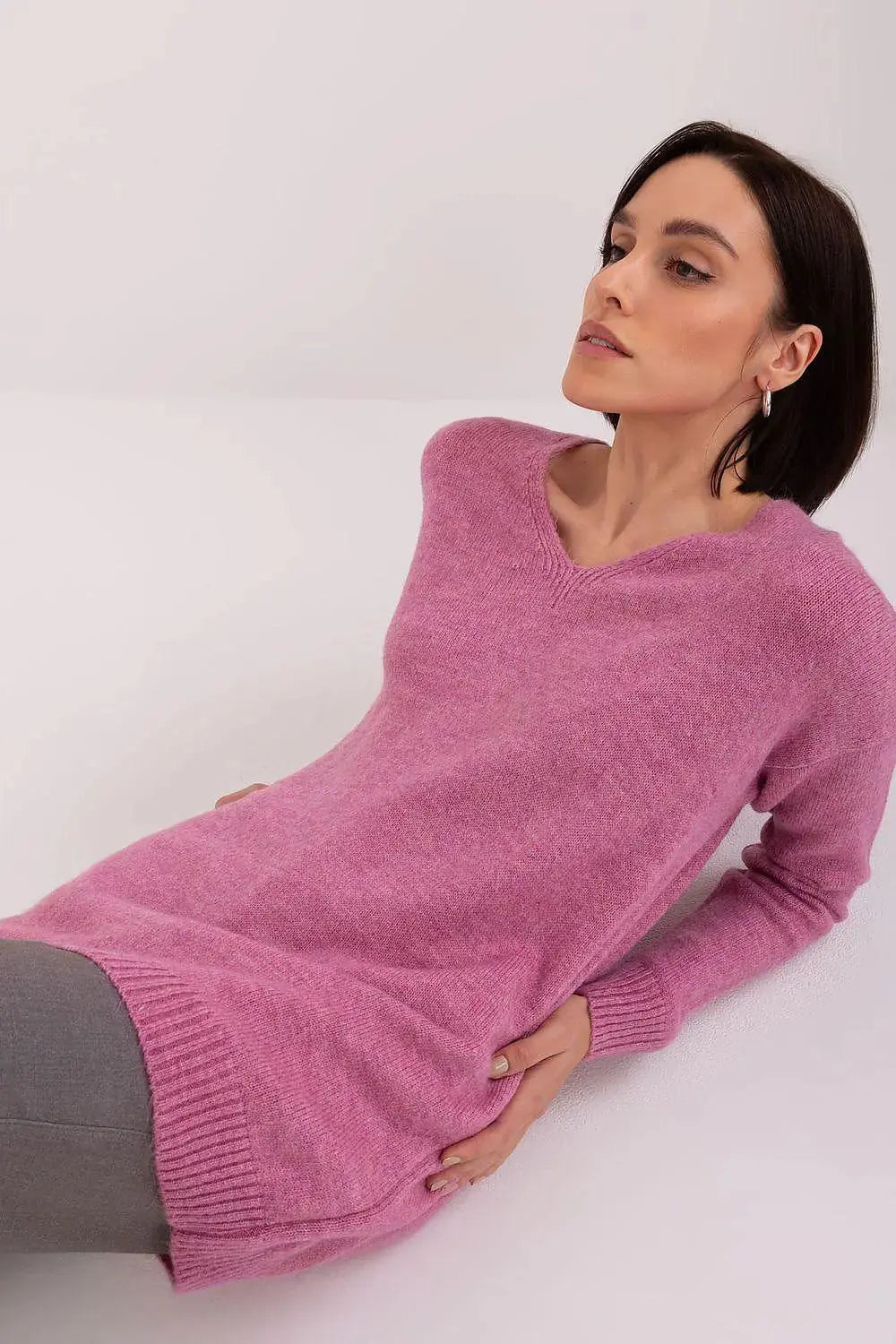 Rue Paris long sleeve and heart neckline sweater