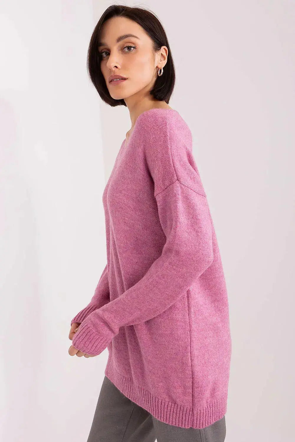 Rue Paris long sleeve and heart neckline sweater