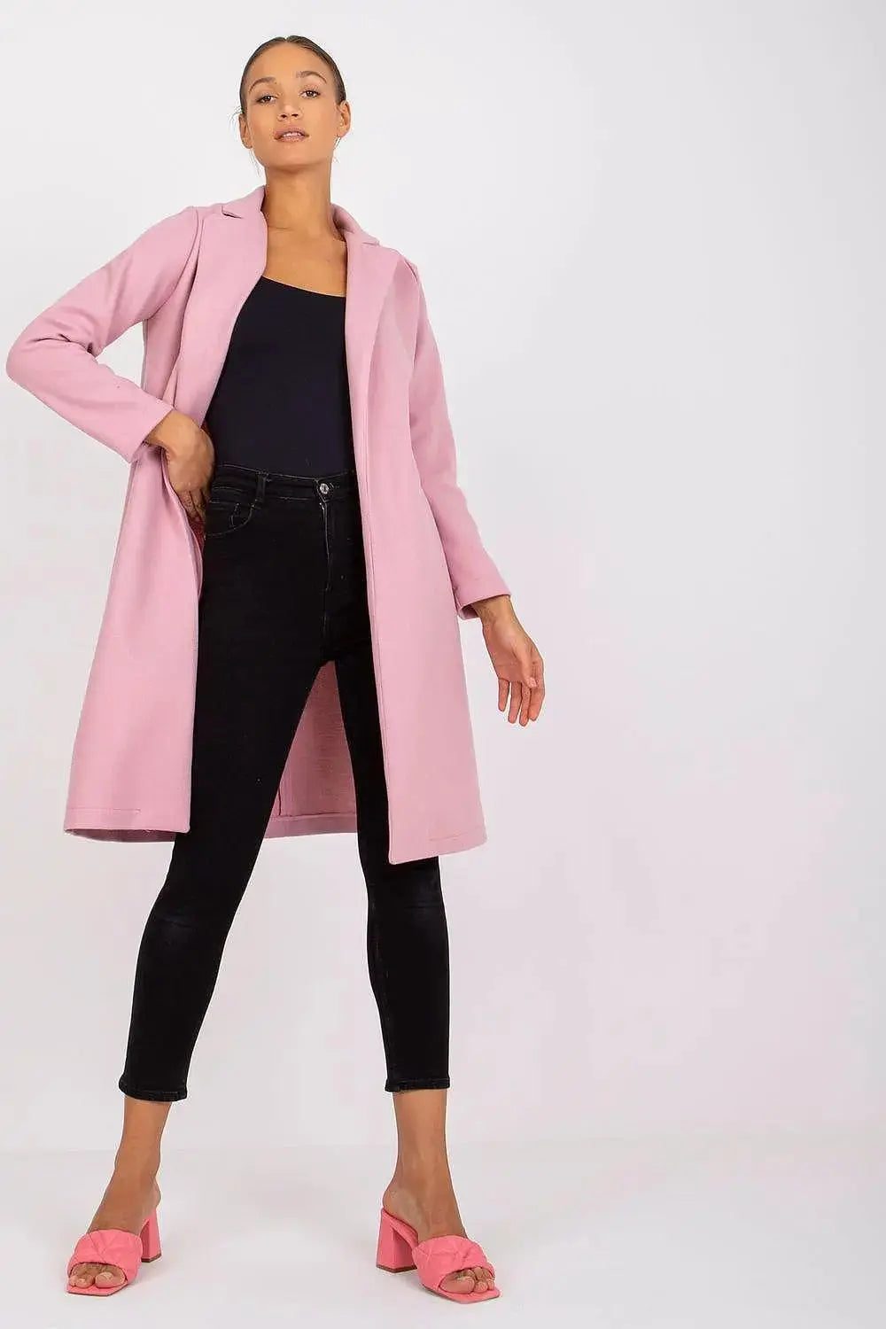 Rue Paris womens unlined, long-sleeved, unbuttoned coat