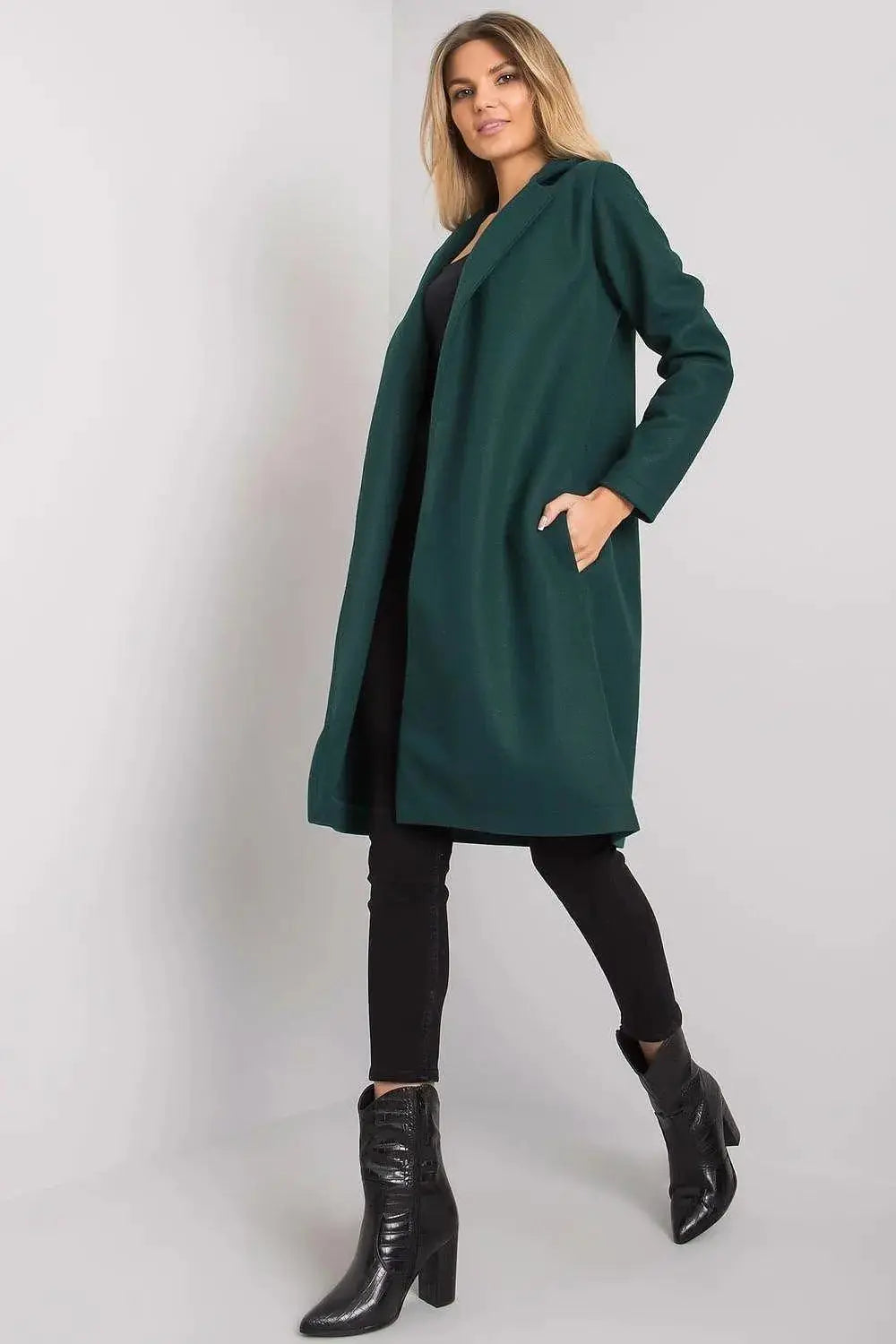 Rue Paris womens unlined, long-sleeved, unbuttoned coat