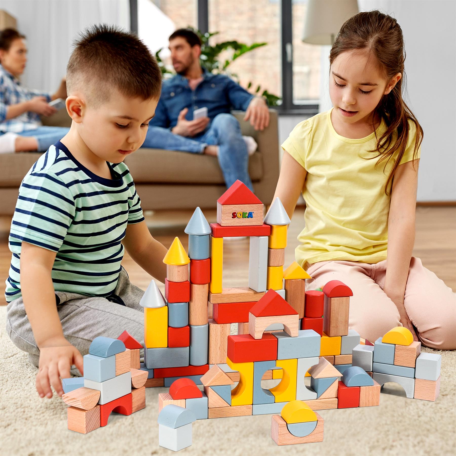 SOKA Wooden Blocks 100pcs in New Color 0000463