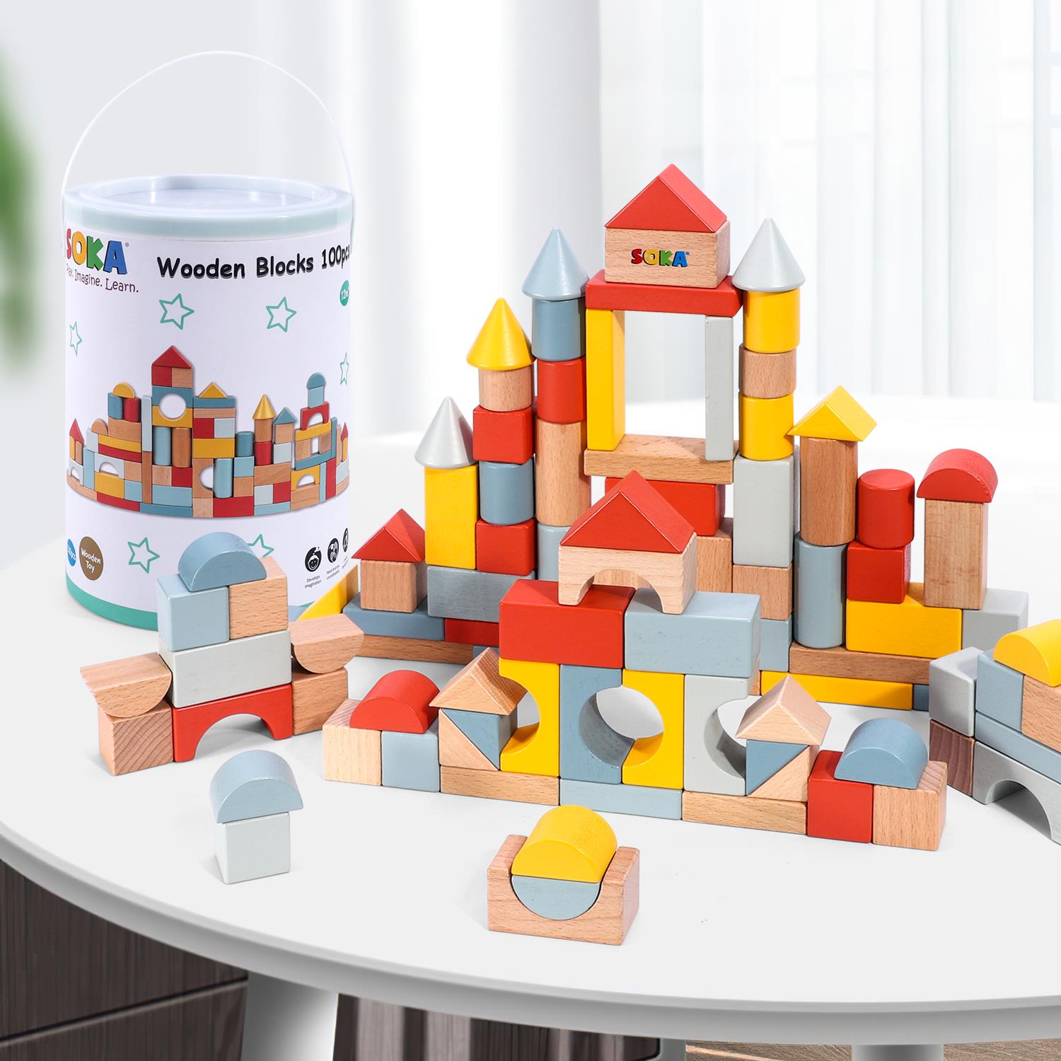 SOKA Wooden Blocks 100pcs in New Color 0000463